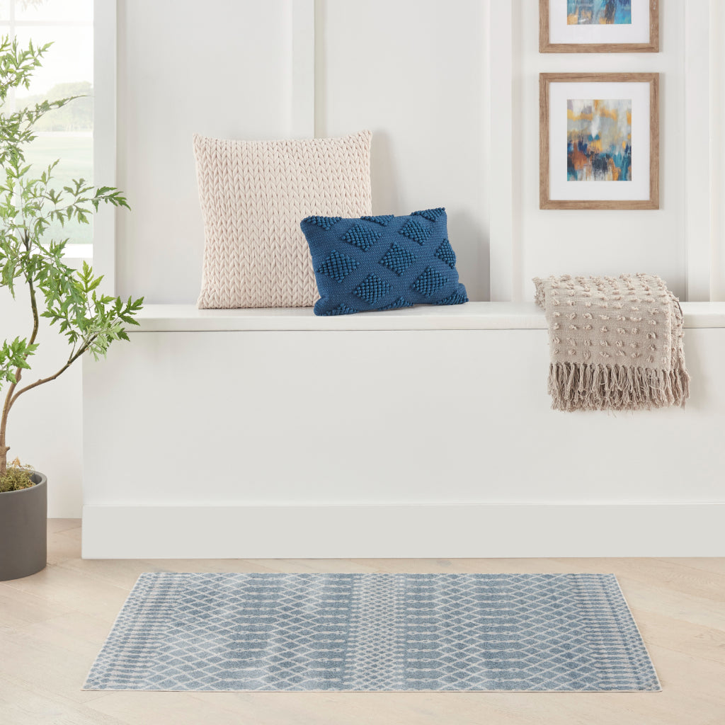 Nourison Home Astra ASW10 Rectangle Blue Machine Washable Area Rug - Elegant Indoor Bohemian Rug