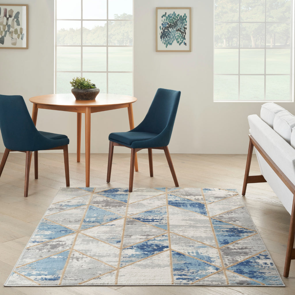 Nourison Home Elation ETN12 Multicolor Indoor Rectangle Area Rug - Low Pile Rug with Geometric Pattern