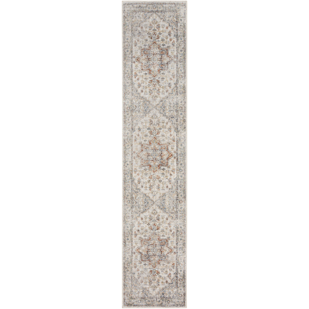Nourison Home Astra ASW12 Multicolor Machine Washable Indoor Runner - Power Loomed Persian Runner with Faded Gray Floral Design-