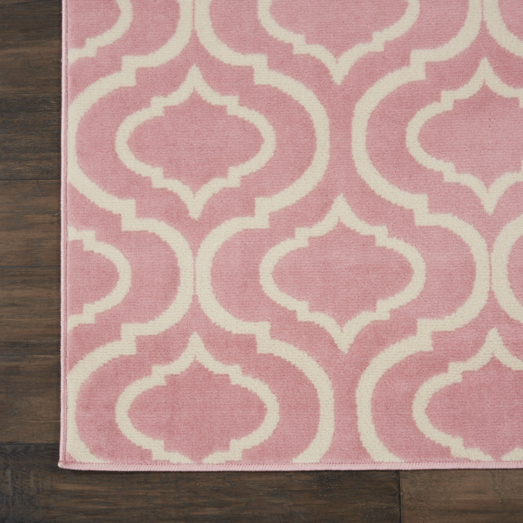 Nourison Home Jubilant JUB19 Pink Indoor Runner - Refined Contemporary Runner with Lantern Trellis Pattern