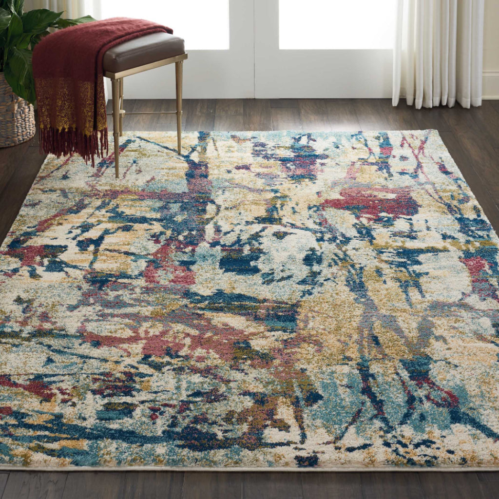 Nourison Home Fusion FSS10 Multicolor Indoor Rectangle Area Rug - Modern Style Power Loomed Medium Pile Rug with Abstract Pattern-