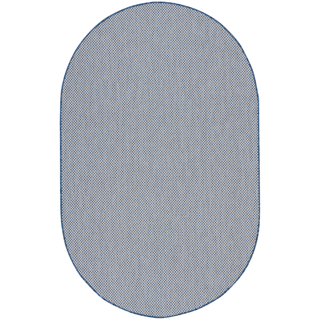 Nourison Home Courtyard COU01 Blue Indoor / Outdoor Oval Rug - Modern Style Power Loomed Low Pile Rug-