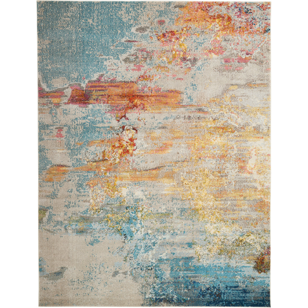 Nourison Home Celestial CES02 Multicolor Rectangle Indoor Area Rug - Power Loomed Modern Abstract Medium Pile Rug