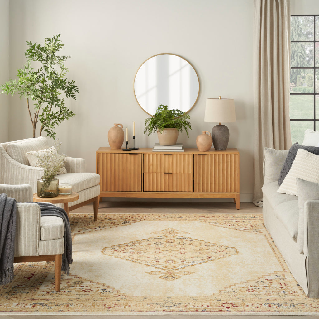 Nourison Home Grafix GRF43 Multicolor Indoor Rectangle Area Rug - Vintage Persian Rug with Cream Medallion Pattern