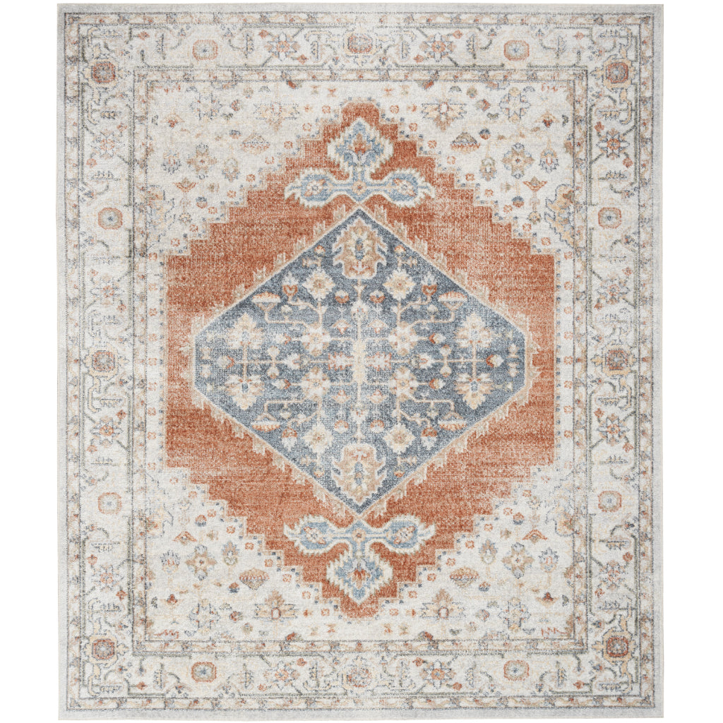 Nourison Home Astra ASW11 Rectangle Multicolor Machine Washable Rug - Power Loomed Persian Rug with Faded Gray Medallion Pattern-