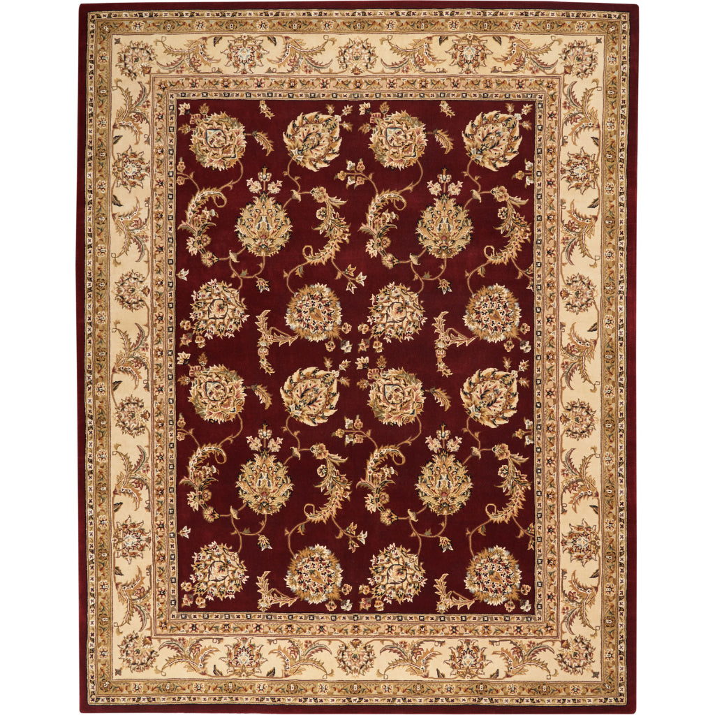 Nourison Home Nourison 2000 Multicolor 2022 Indoor Rectangle Area Rug - Elegant Wool & Silk Floral Rug with Red Background-