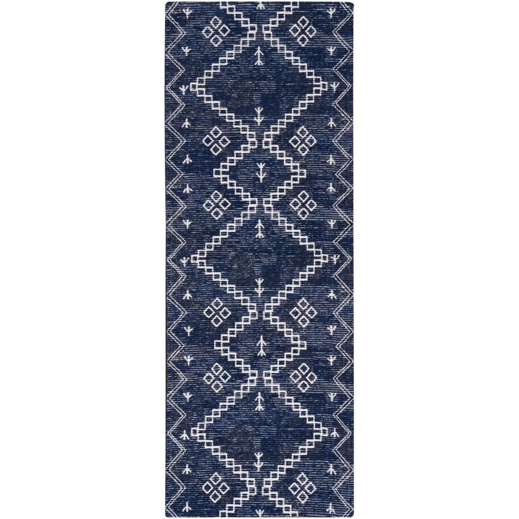 Nourison Home Brixton BRX01 Blue Indoor Accent Runner - Loom Woven Low Pile Tribal Runner-