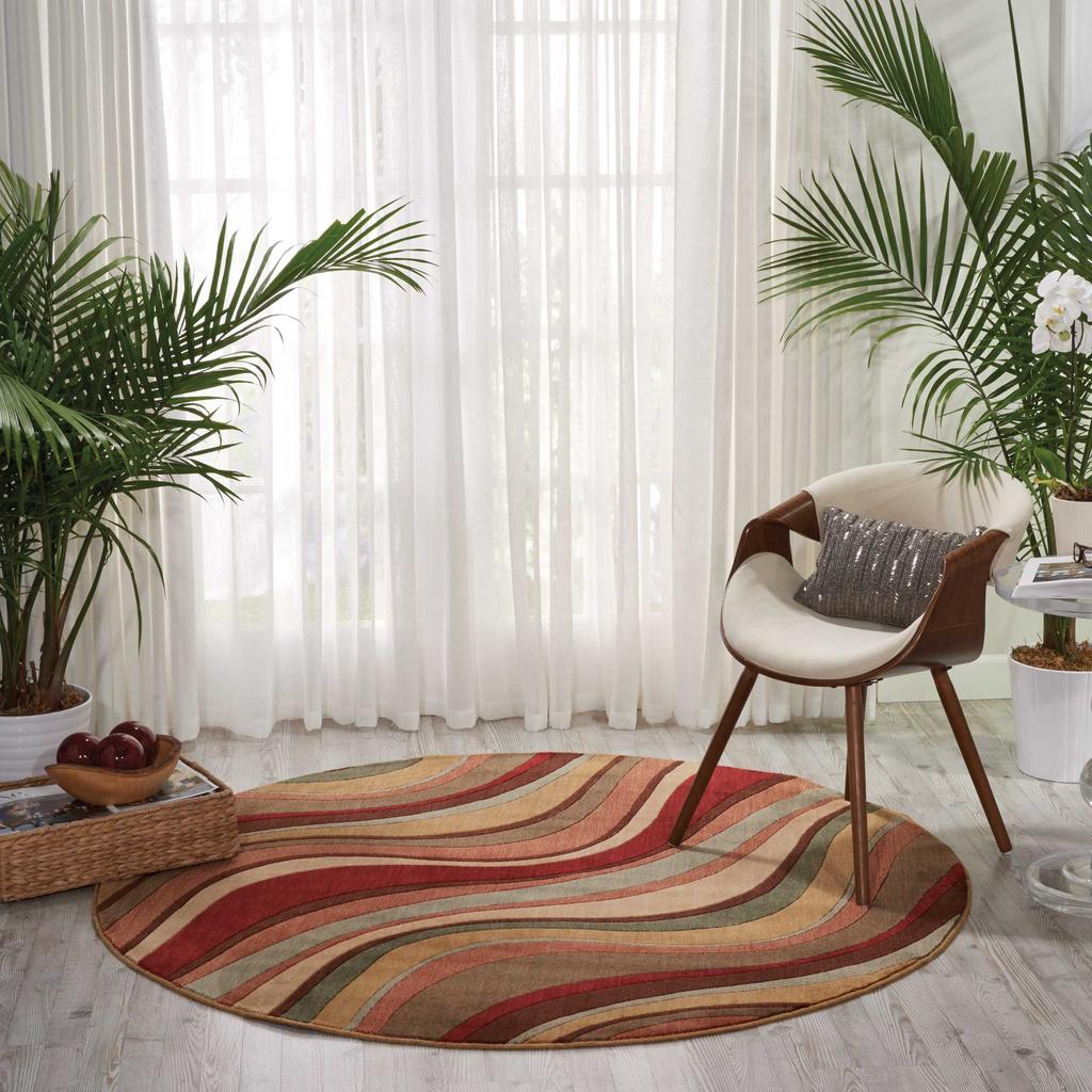 Nourison Home Somerset ST81 Multicolor Indoor Round Area Rug - Modern Power Loomed Machine Made Medium Pile