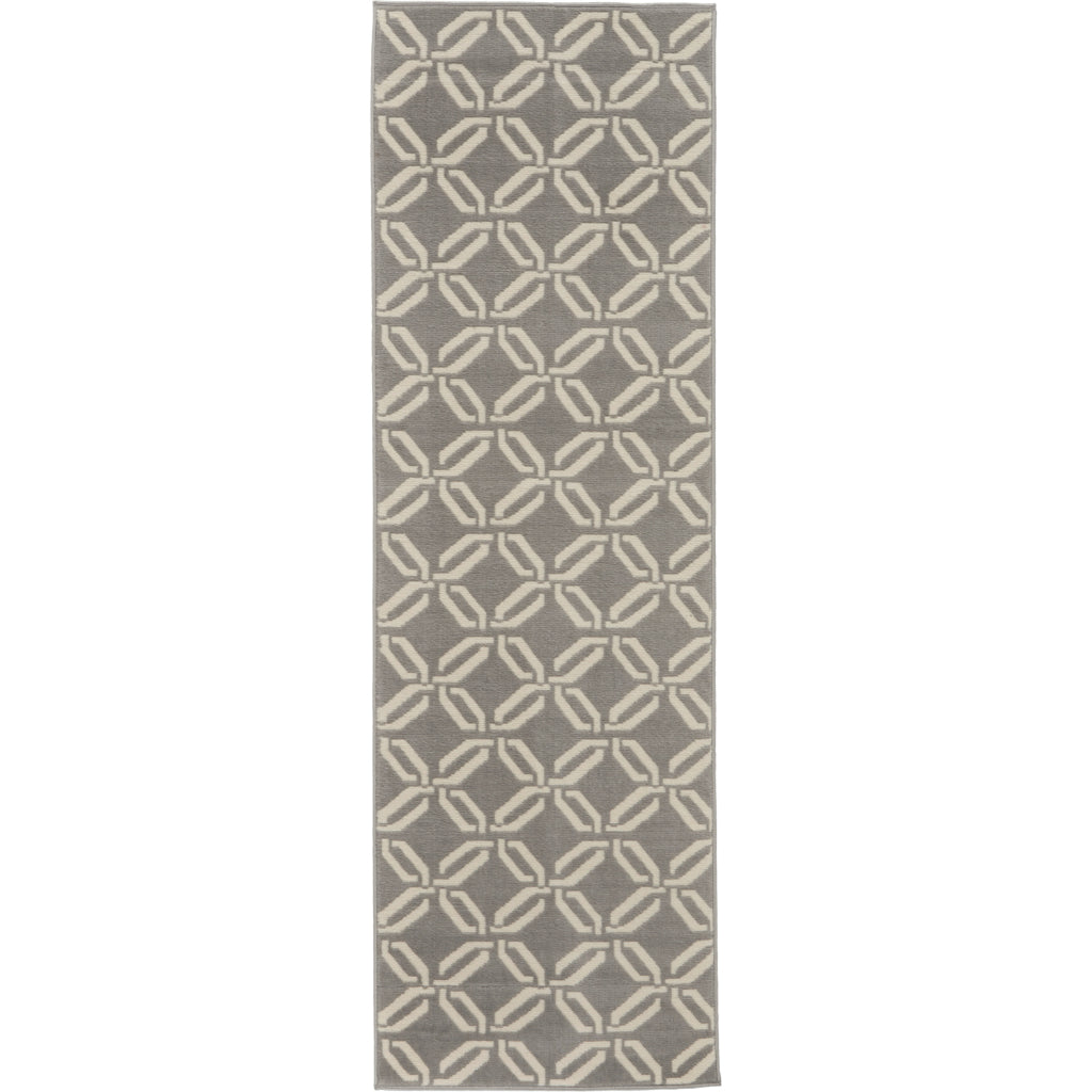 Nourison Home Jubilant JUB17 Gray Indoor Runner - Contemporary Style Medium Pile Trellis Runner-