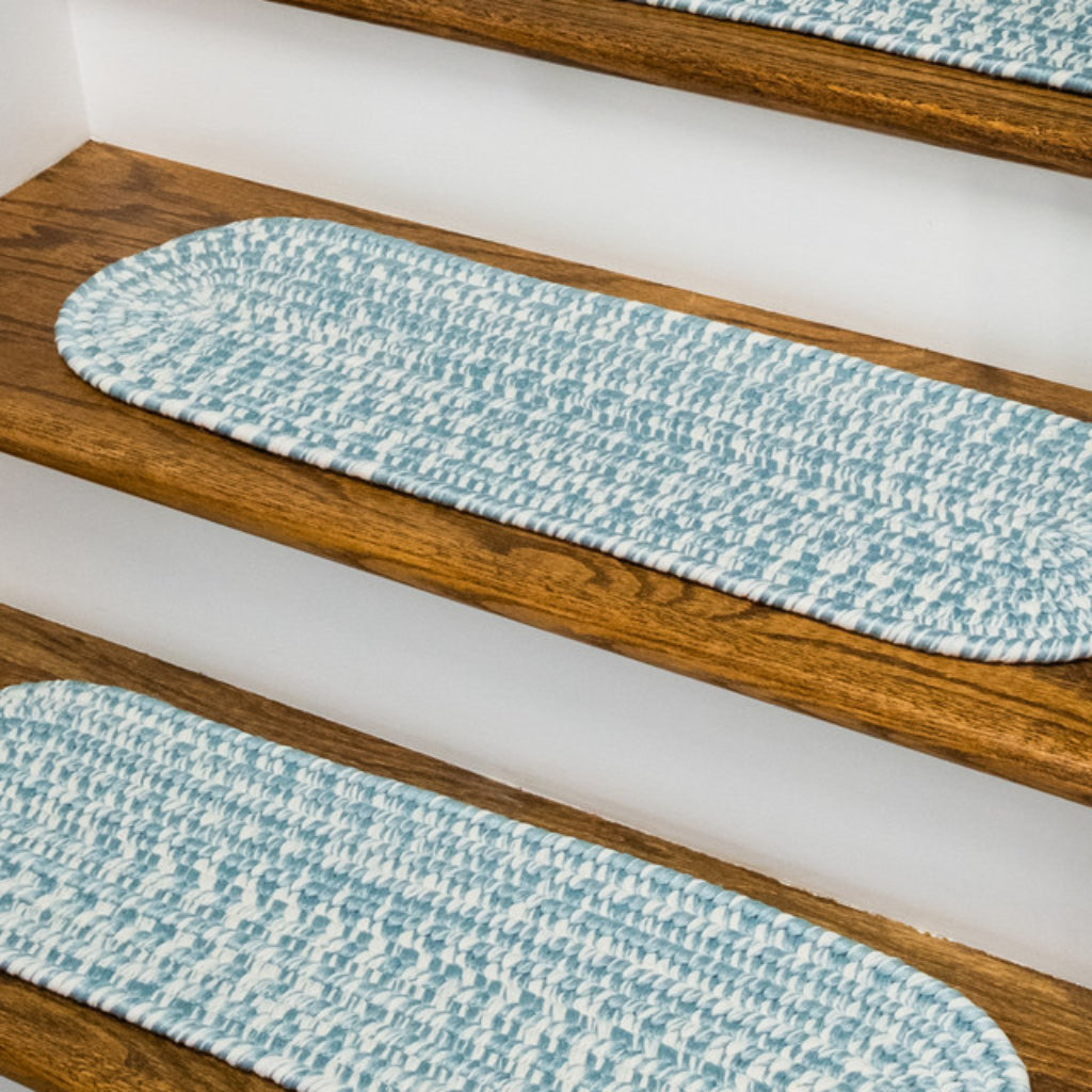 Colonial Mills Howell Tweed Federal Blue Oval Indoor / Outdoor Stair Tread - Stain and Fade Resistant Handmade Stair Tread