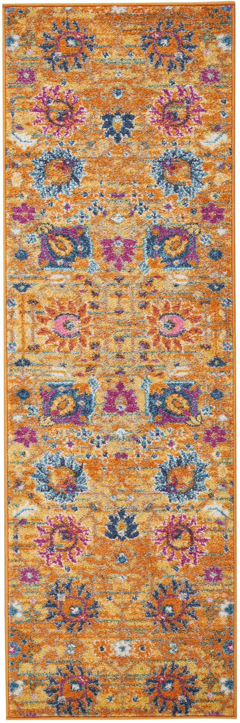 Nourison Home Passion PSN01 Orange Sunburst Indoor Runner - Bohemian Power Loomed Machine Made Medium Pile