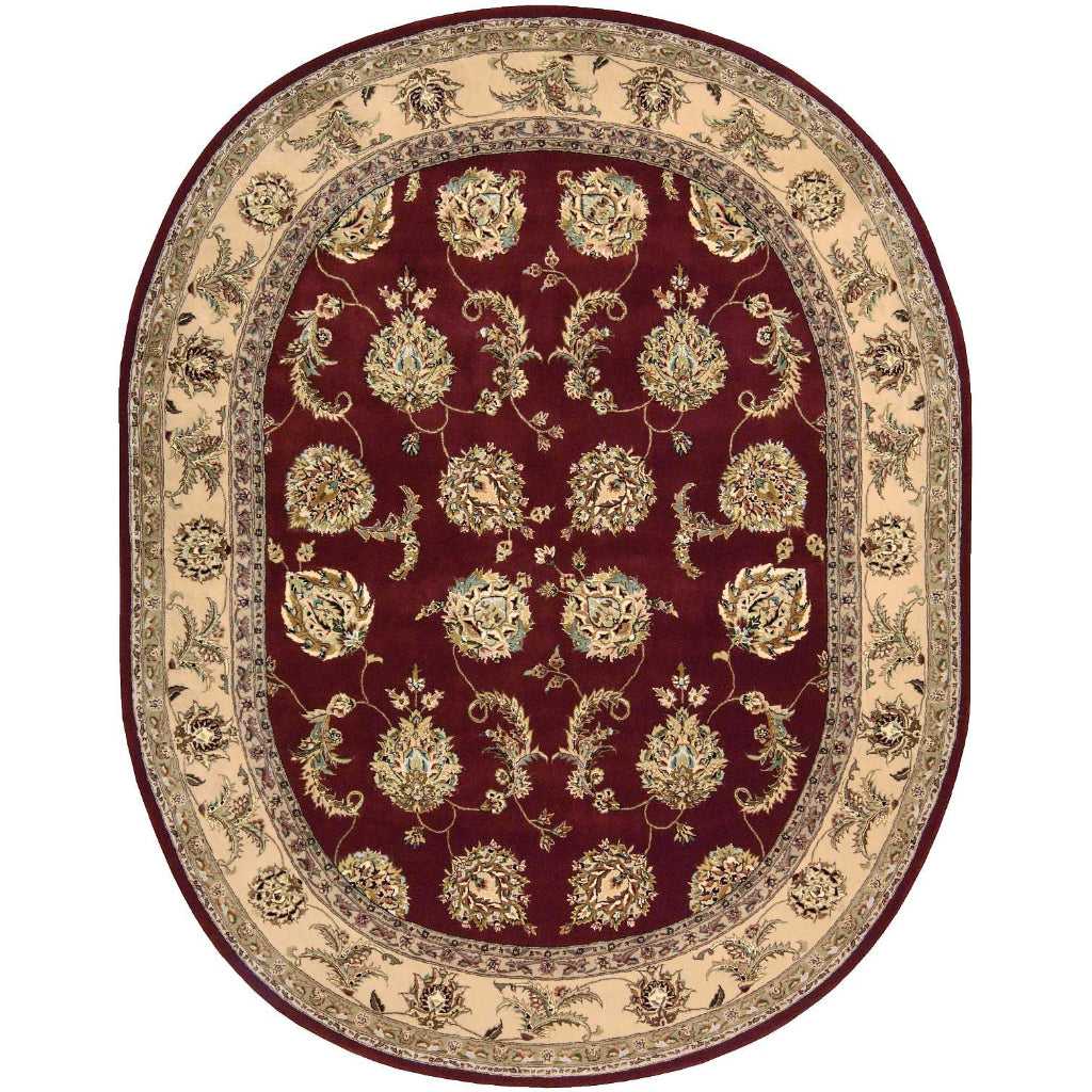 Nourison Home Nourison 2000 Multicolor 2022 Indoor Oval Area Rug - Elegant Wool & Silk Floral Rug with Red Background-