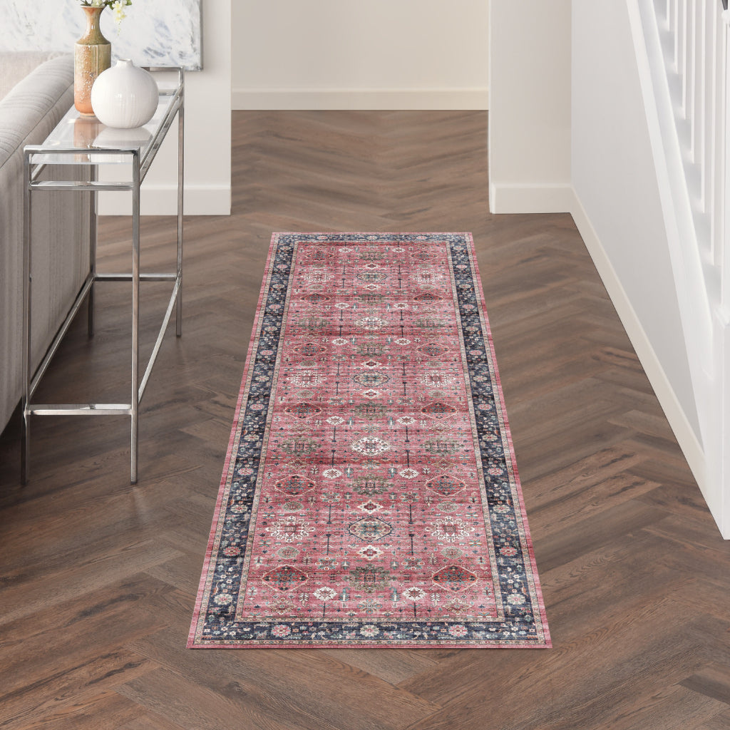 Nourison Home Fulton FUL12 Multicolor Indoor Runner - Vintage Style Flatweave Low Pile Hallway Runner with Shades of Red-