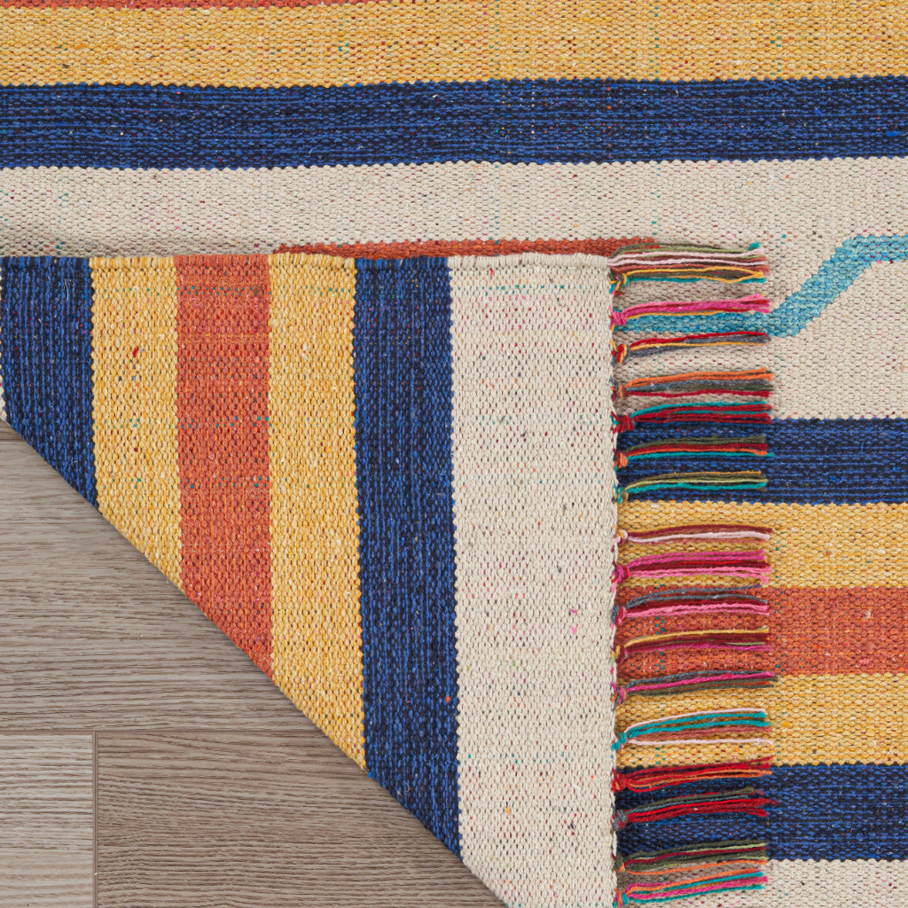 Nourison Home Baja BAJ01 Handmade Multicolor Runner - Reversible Indoor Runner with White Background-