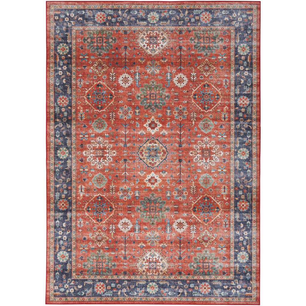 Nourison Home Fulton FUL12 Multicolor Indoor Rectangle Area Rug - Vintage Style Flatweave Low Pile Rug with Shades of Orange-