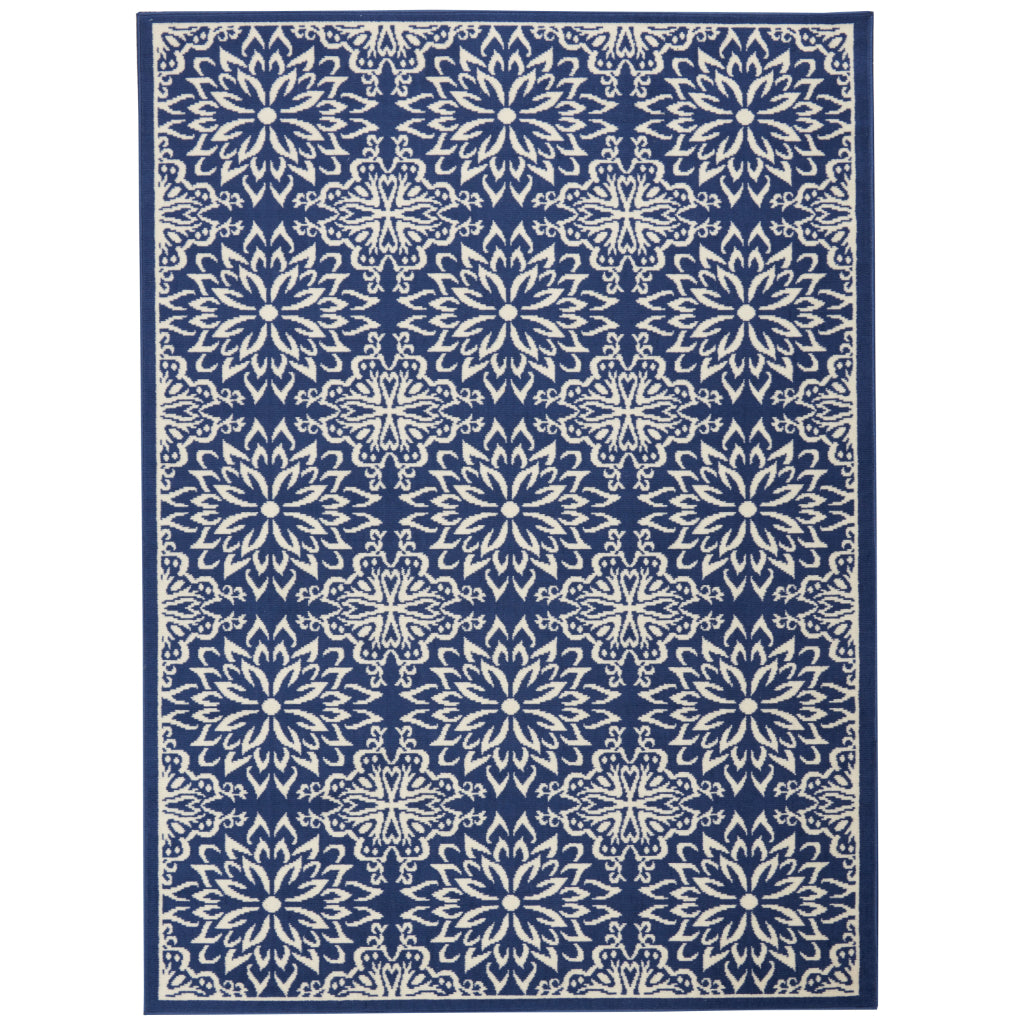 Nourison Home Jubilant JUB06 Navy Blue Rectangle Indoor Area Rug - Elegant Medium Pile Farmhouse Style Rug with Floral Design-