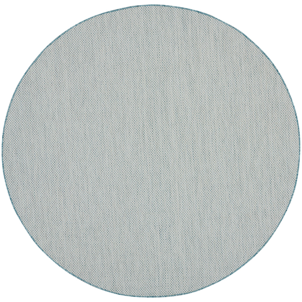 Nourison Home Courtyard COU01 Light Blue Indoor / Outdoor Round Rug - Modern Style Power Loomed Low Pile Rug-