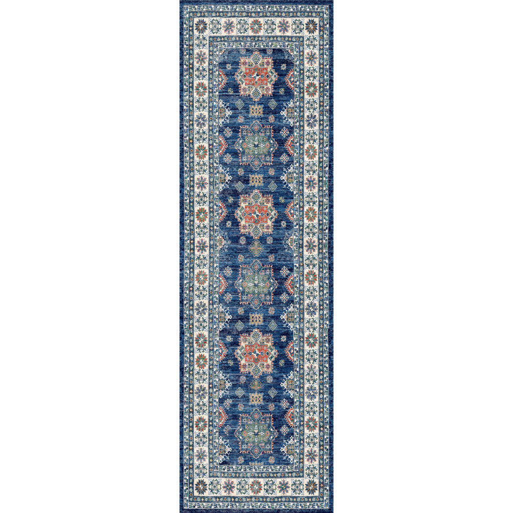 Nourison Home Fulton FUL02 Multicolor Indoor Runner - Vintage Style Flatweave Low Pile Hallway Runner with Shades of Blue-