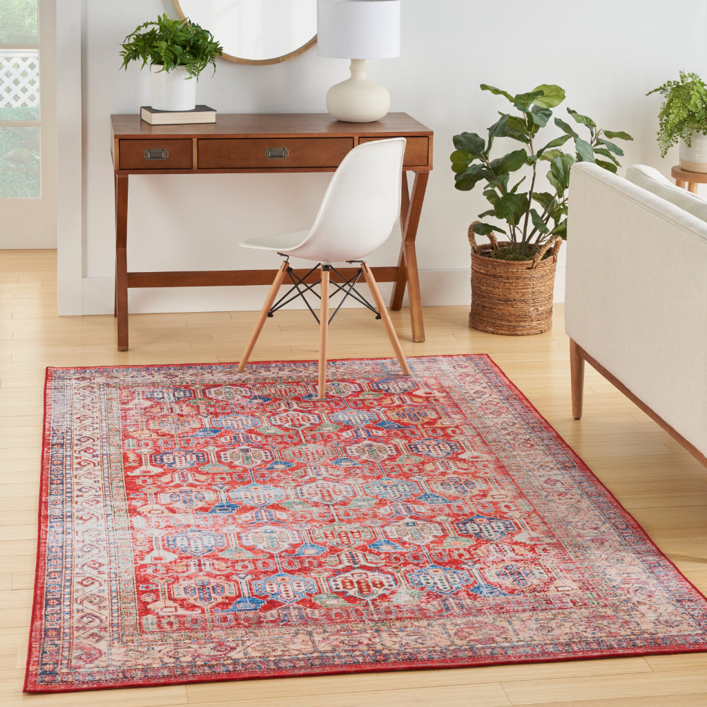 Nourison Home Fulton FUL09 Multicolor Indoor Rectangle Area Rug - Vintage Style Flatweave Low Pile Rug with Shades of Red