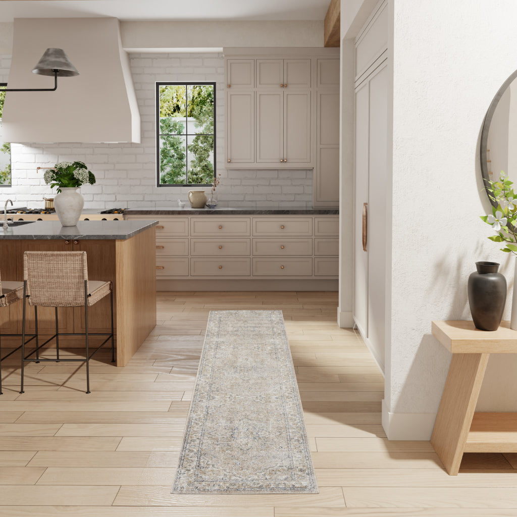 Nourison Home Astra ASW12 Multicolor Machine Washable Indoor Runner - Power Loomed Persian Runner with Faded Beige Floral Design-