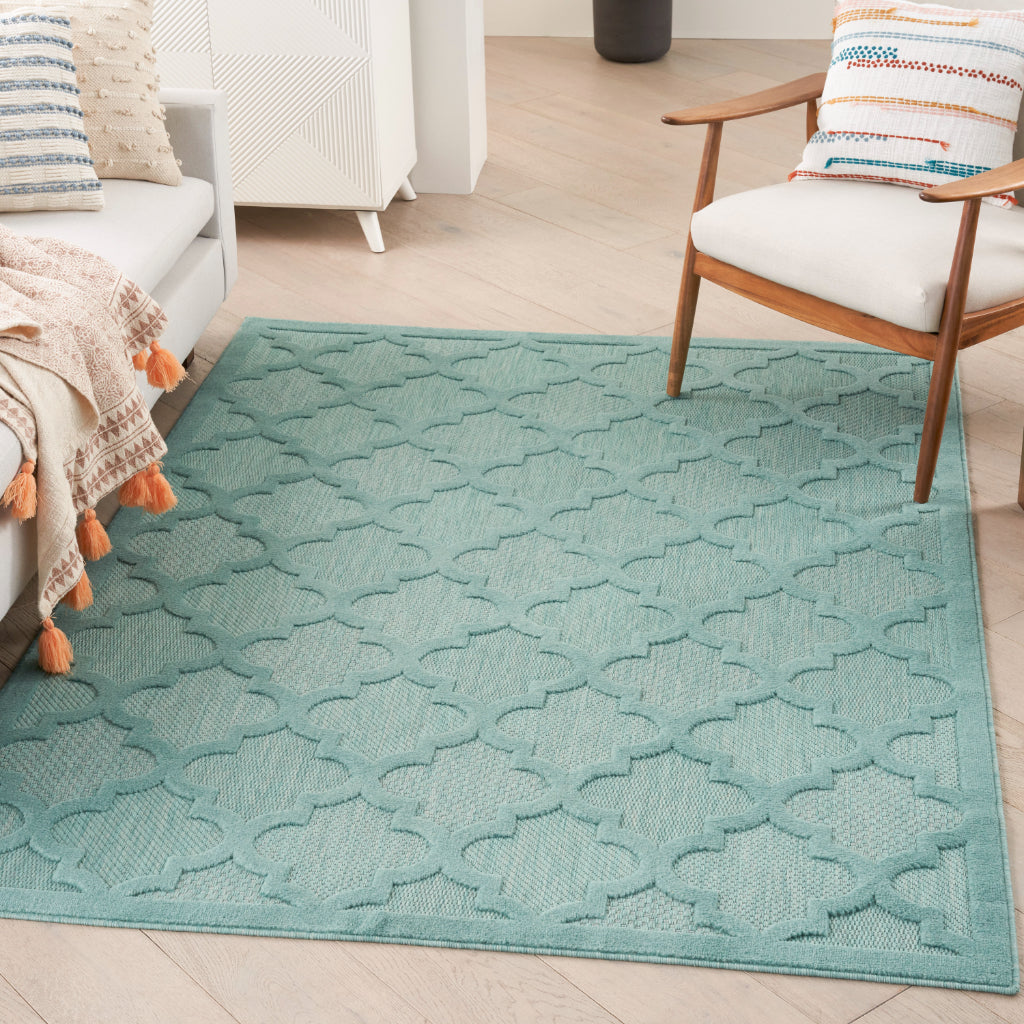 Nourison Home Easy Care NES01 Green Indoor / Outdoor Rectangle Rug - Modern Style Flatweave Low Pile Rug