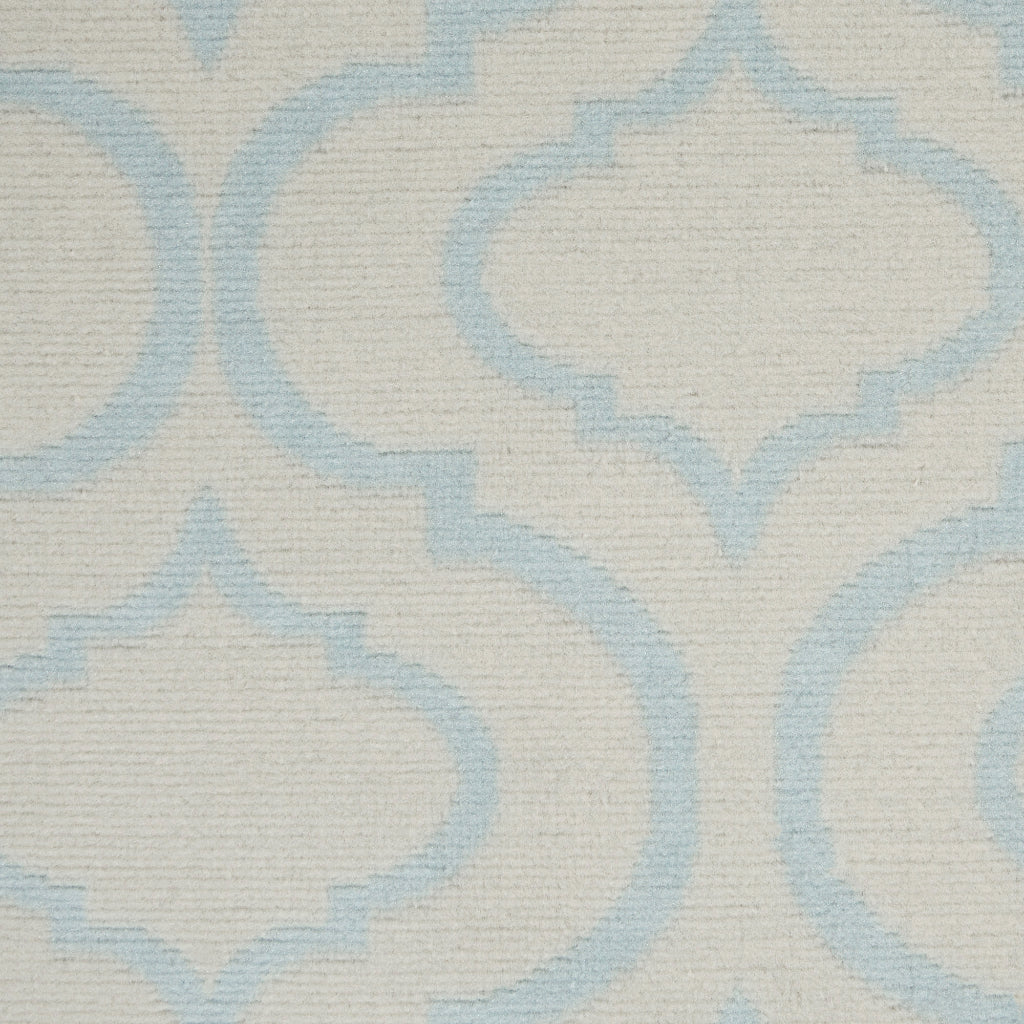 Nourison Home Jubilant JUB19 Ivory Blue Indoor Runner - Refined Contemporary Runner with Lantern Trellis Pattern