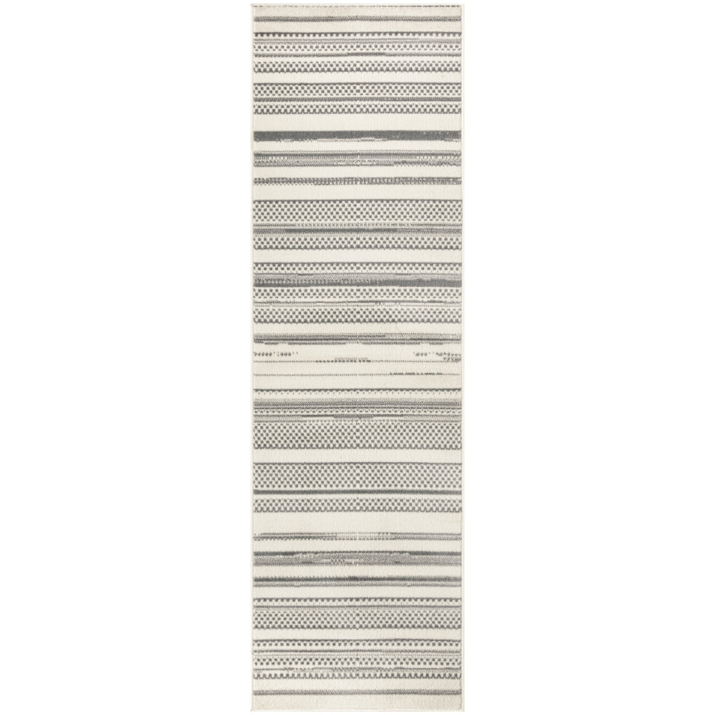 Nourison Home Grafix GRF41 Gray Indoor Runner - Modern Abstract Medium Pile Runner-