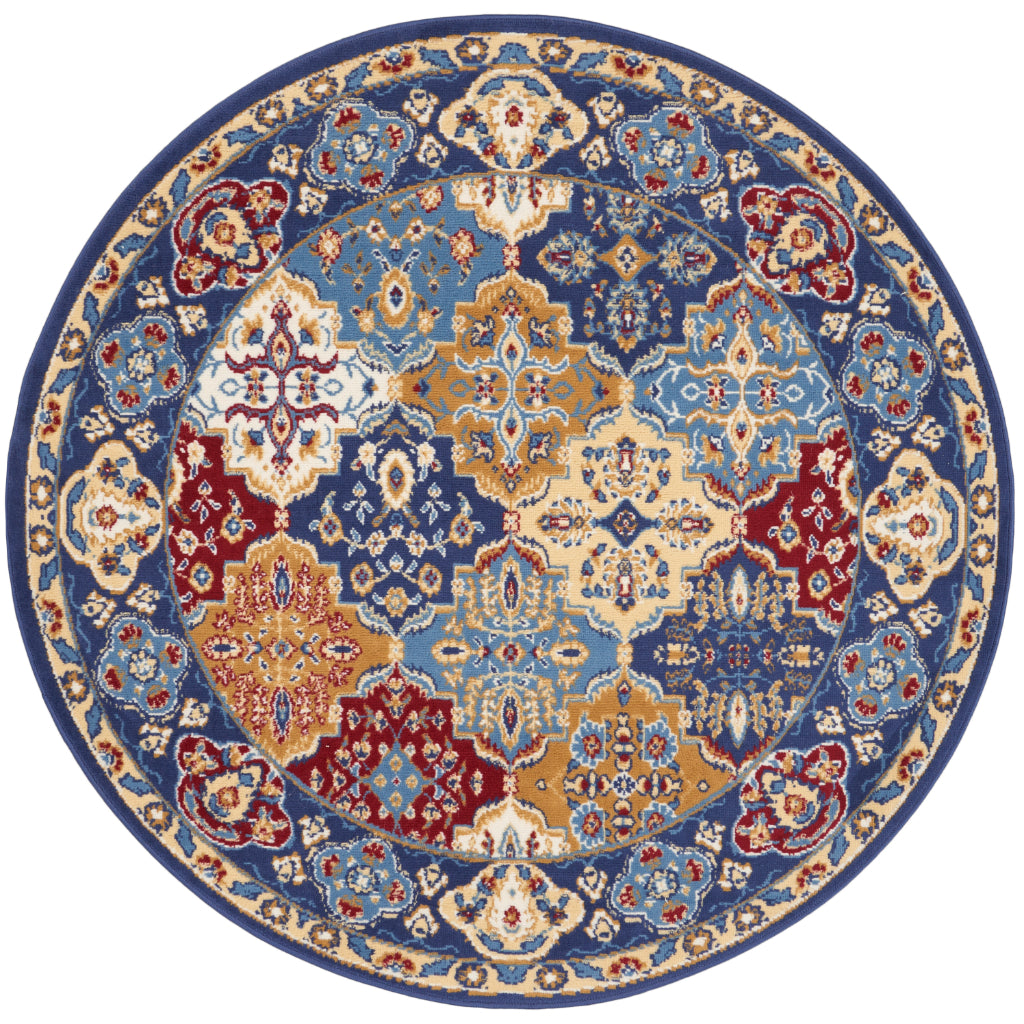 Nourison Home Grafix GRF31 Multicolor Indoor Round Area Rug - Vintage Bright Color Medium Pile Rug-