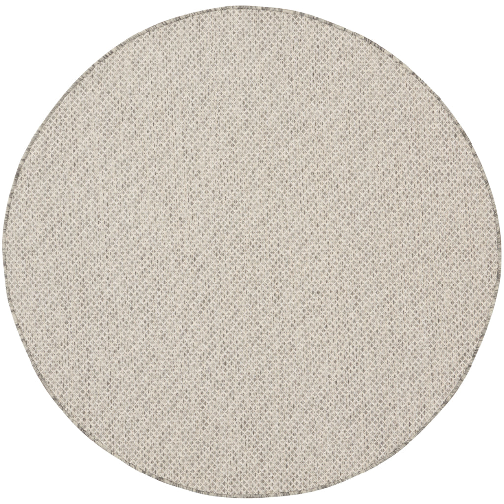 Nourison Home Courtyard COU01 Light Gray Indoor / Outdoor Round Rug - Modern Style Power Loomed Low Pile Rug-
