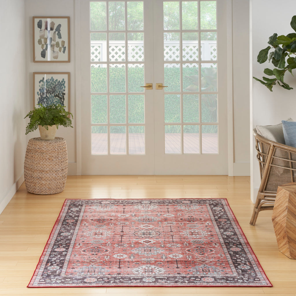 Nourison Home Fulton FUL12 Multicolor Indoor Rectangle Area Rug - Vintage Style Flatweave Low Pile Rug with Shades of Red-