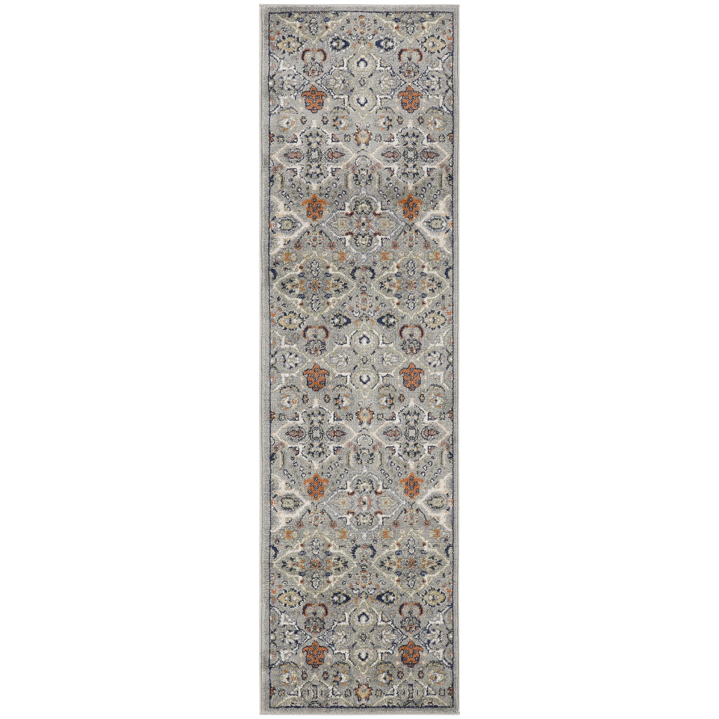 Nourison Home Allur ALR03 Power Loomed Multicolor Runner - Indoor Low Pile Bohemian Style Runner in Gray Background-