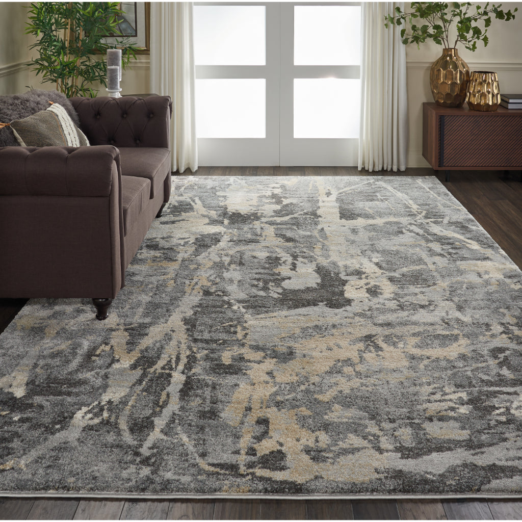 Nourison Home Fusion FSS10 Two-Color Indoor Rectangle Area Rug - Modern Style Power Loomed Medium Pile Rug with Abstract Design