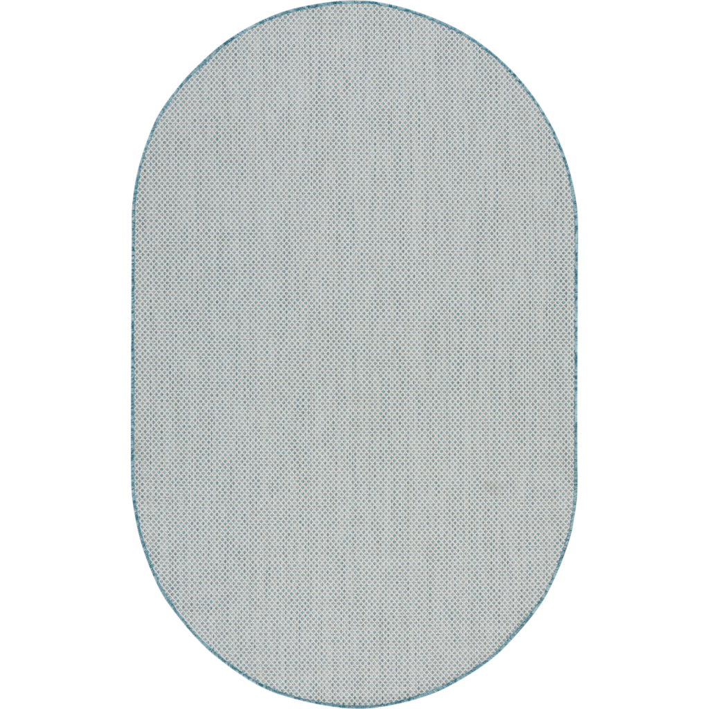 Nourison Home Courtyard COU01 Light Blue Indoor / Outdoor Oval Rug - Modern Style Power Loomed Low Pile Rug-