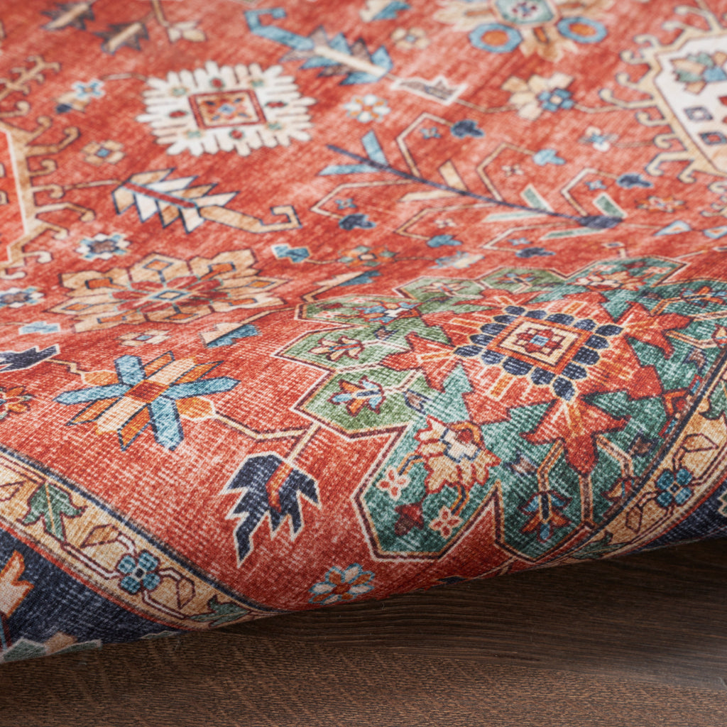 Nourison Home Fulton FUL12 Multicolor Indoor Runner - Vintage Style Flatweave Low Pile Hallway Runner with Shades of Orange