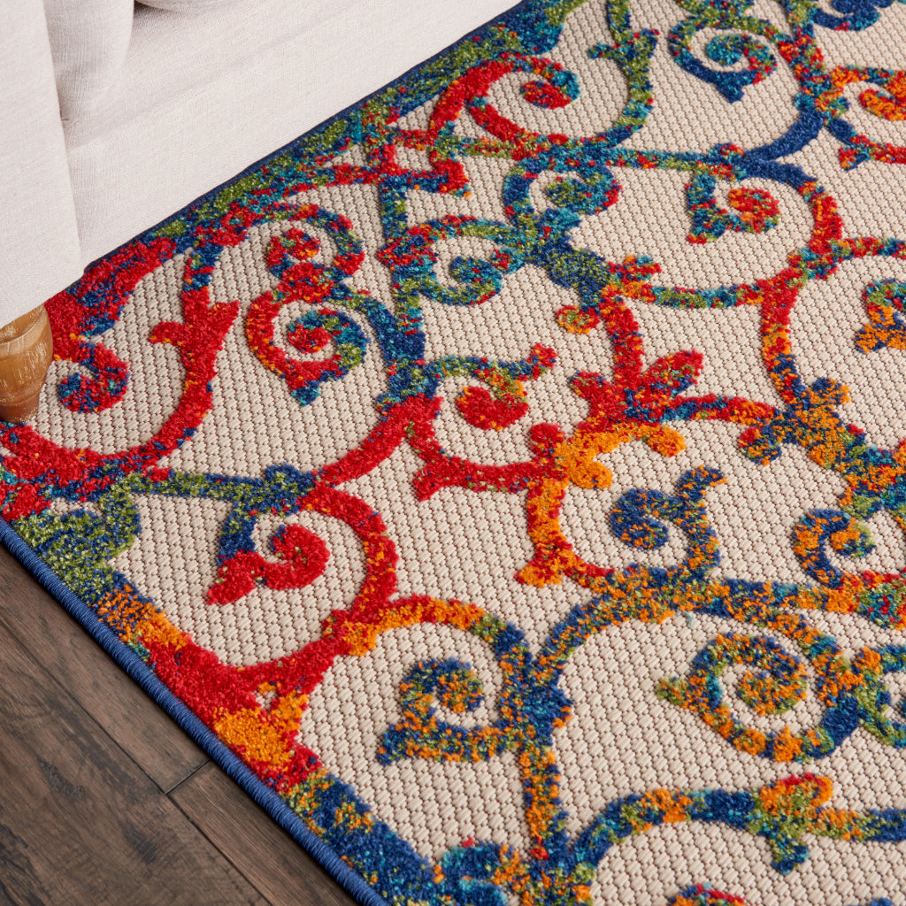 Nourison Home Aloha ALH21 Machine Made Multicolor Rectangle Area Rug - Stain Resistant Indoor &amp; Outdoor Low Pile Rug