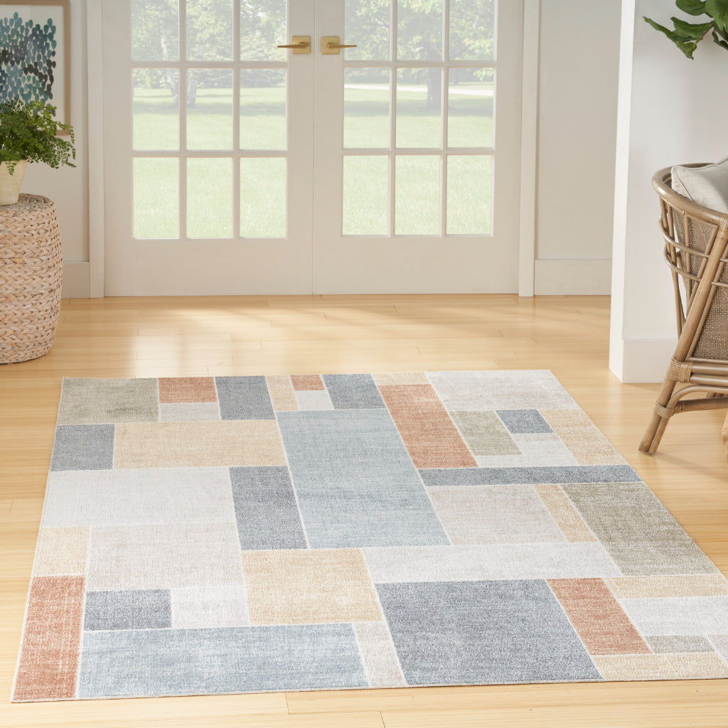 Nourison Home Astra ASW09 Rectangle Multicolor Machine Washable Rug - Power Loomed Indoor Rug-
