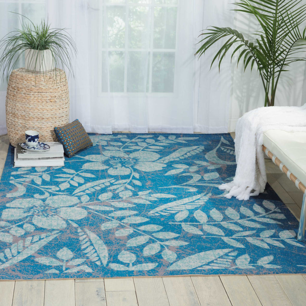 Nourison Home Coastal CSTL3 Blue Rectangle Indoor / Outdoor Area Rug - Power Loomed Low Pile Rug-