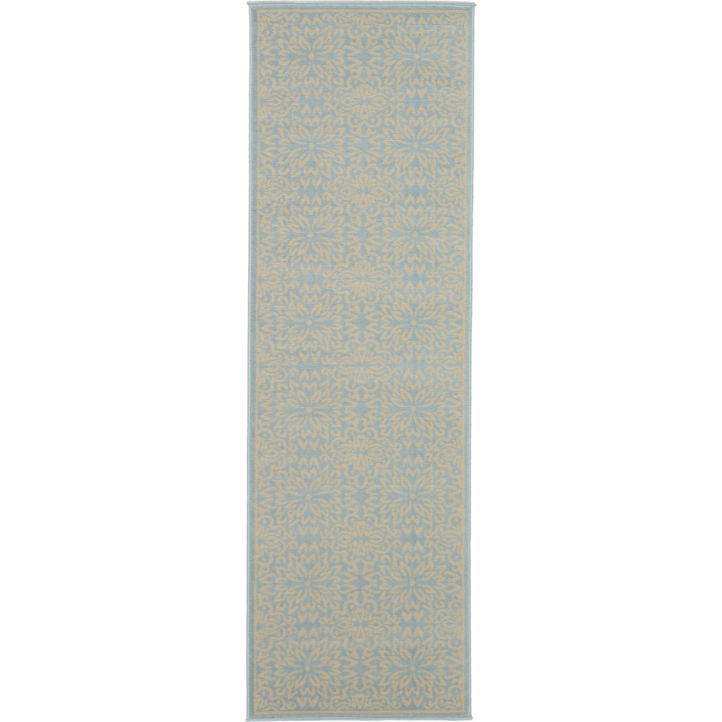 Nourison Home Jubilant JUB06 Light Blue Indoor Runner - Elegant Medium Pile Farmhouse Style Runner with Floral Design