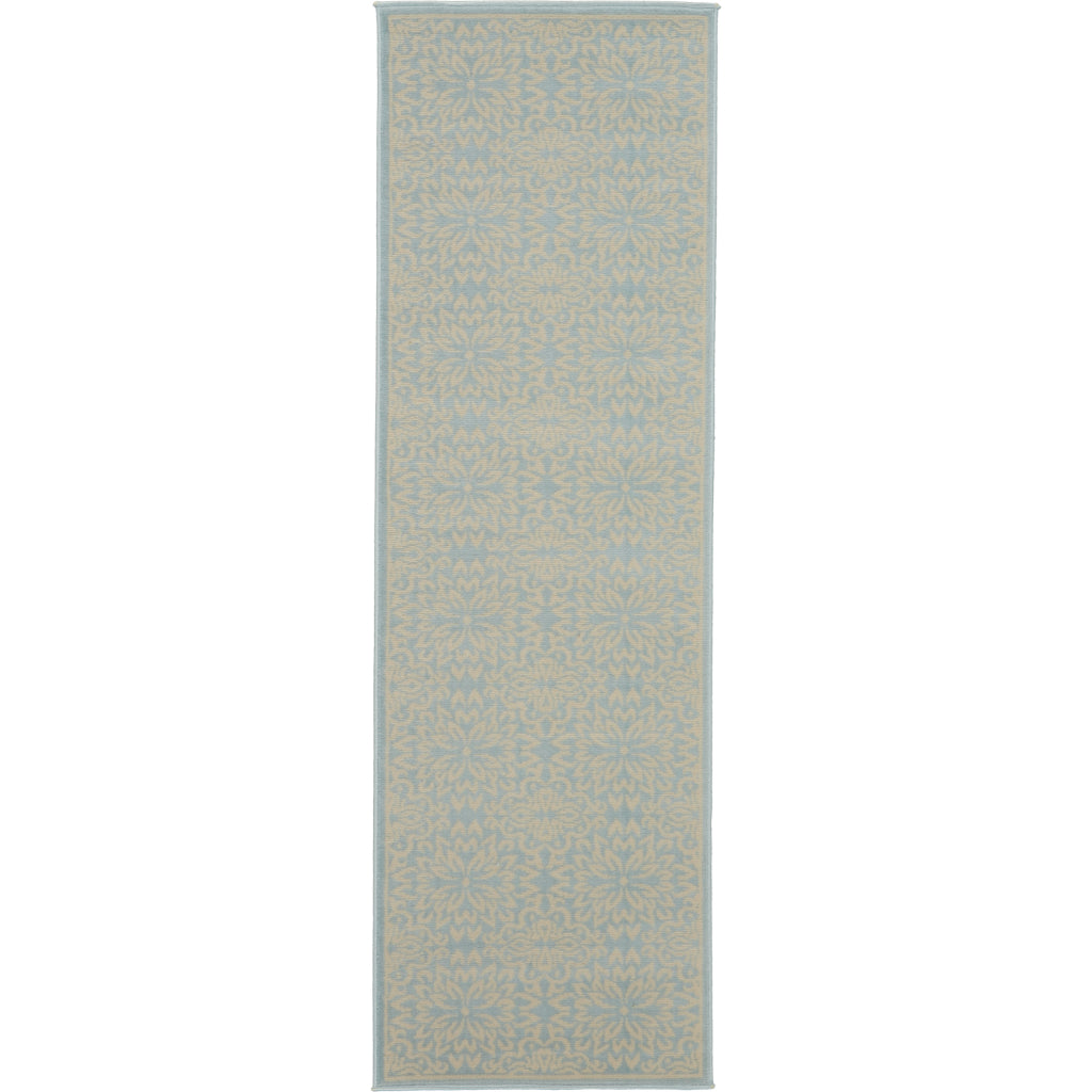 Nourison Home Jubilant JUB06 Light Blue Indoor Runner - Elegant Medium Pile Farmhouse Style Runner with Floral Design-