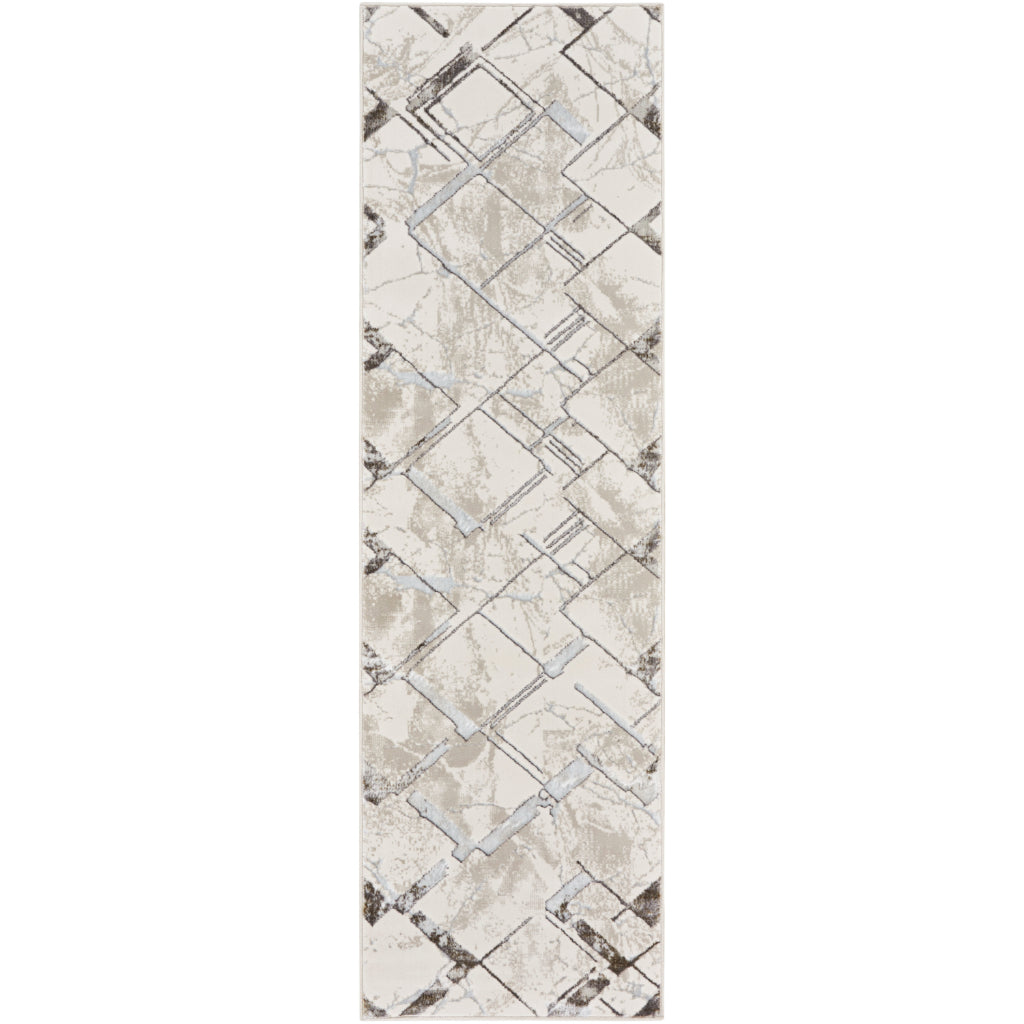 Nourison Home Glam GLM02 Two-Color Indoor Runner - Low Pile Runner with Geometric Design