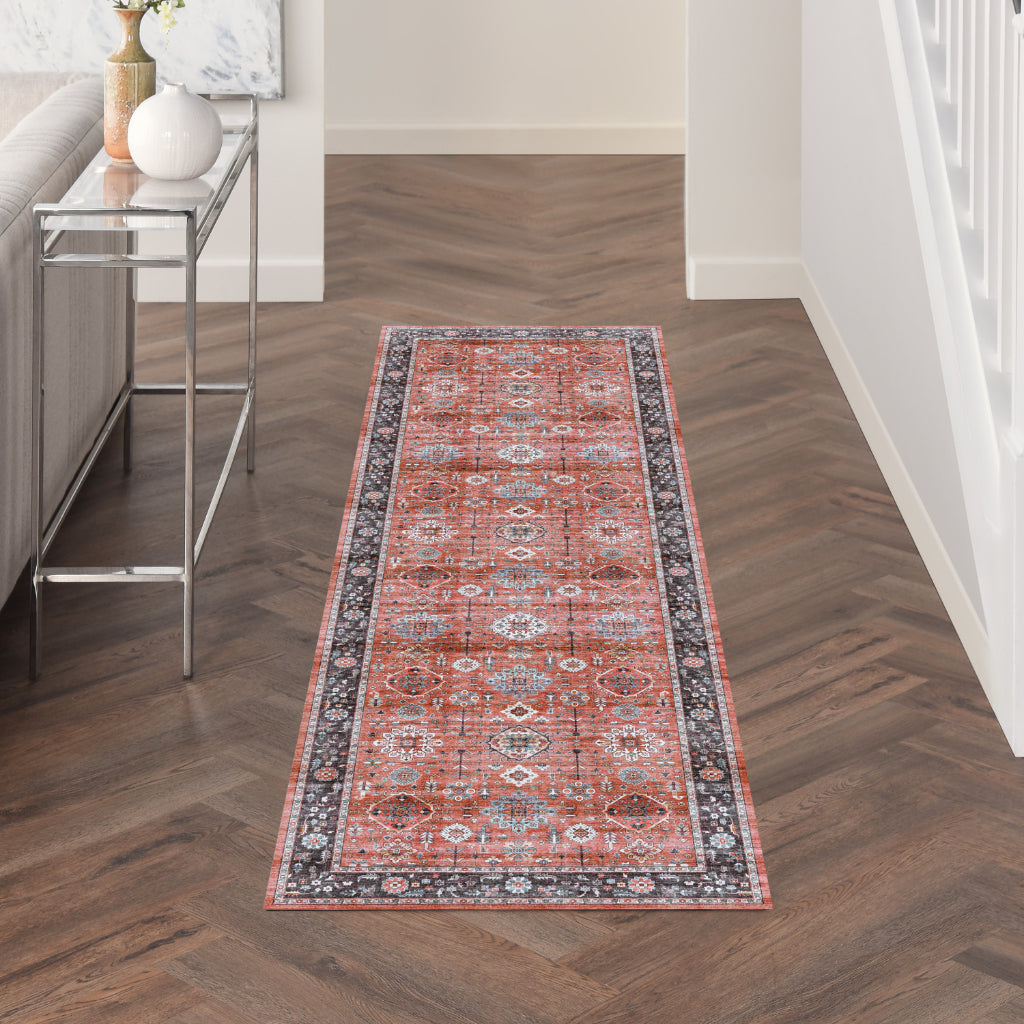 Nourison Home Fulton FUL12 Multicolor Indoor Runner - Vintage Style Flatweave Low Pile Hallway Runner with Shades of Orange
