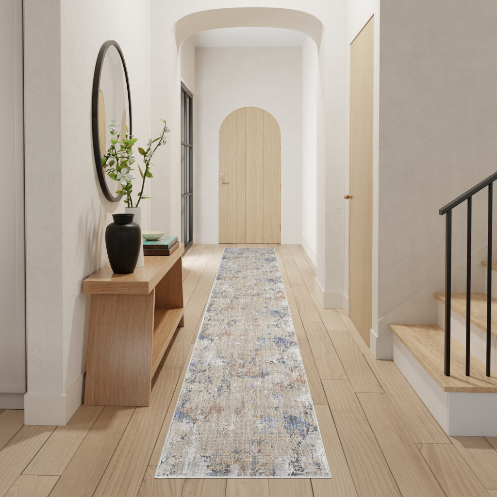 Nourison Home Abstract Hues ABH01 Multicolor Runner - Power Loomed Indoor Abstract Design Runner with Beige-Gray Accent