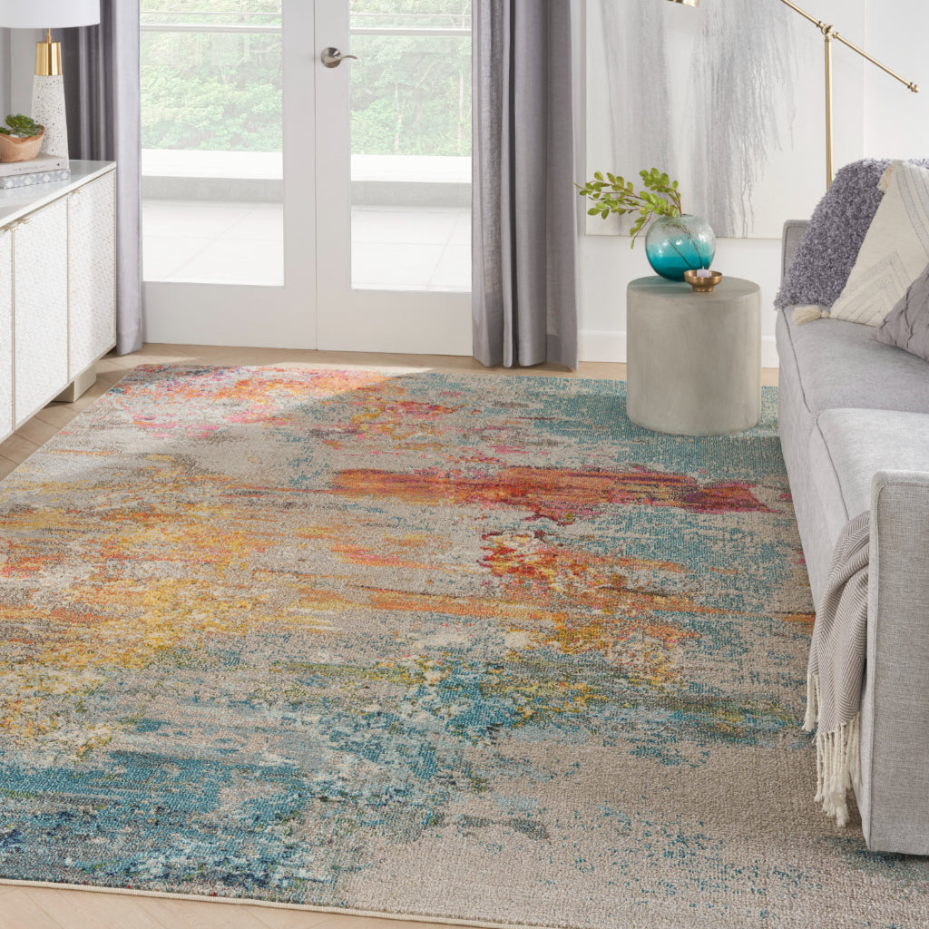 Nourison Home Celestial CES02 Multicolor Rectangle Indoor Area Rug - Power Loomed Modern Abstract Medium Pile Rug