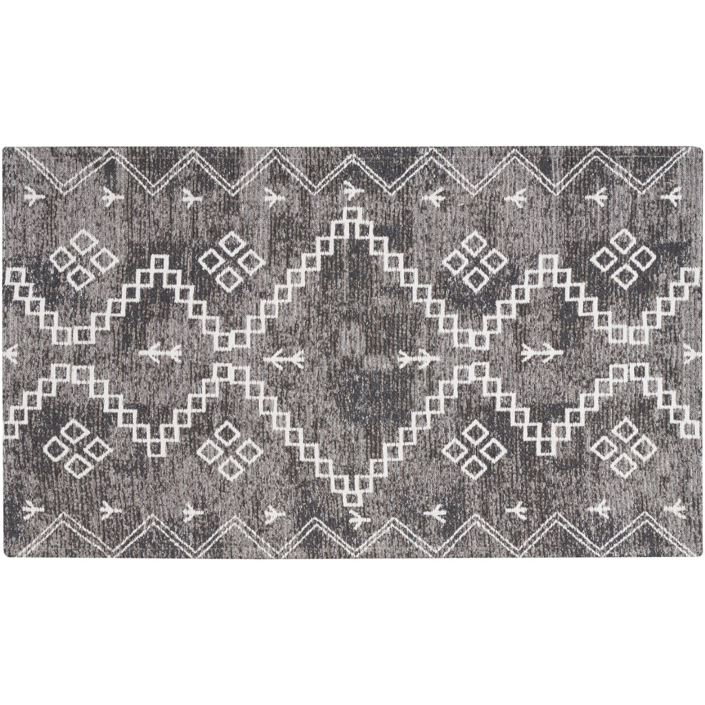 Nourison Home Brixton BRX01 Gray Indoor Rectangle Accent Rug - Loom Woven Low Pile Tribal Rug-