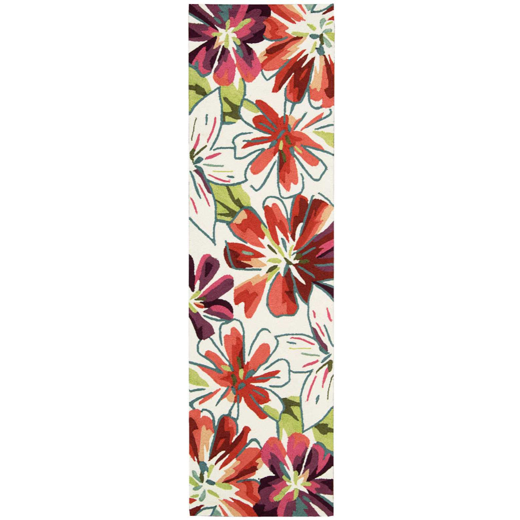 Nourison Home Fantasy FA16 Multicolor Indoor Runner - Hand Hooked Low Pile Floral Runner with White Background-