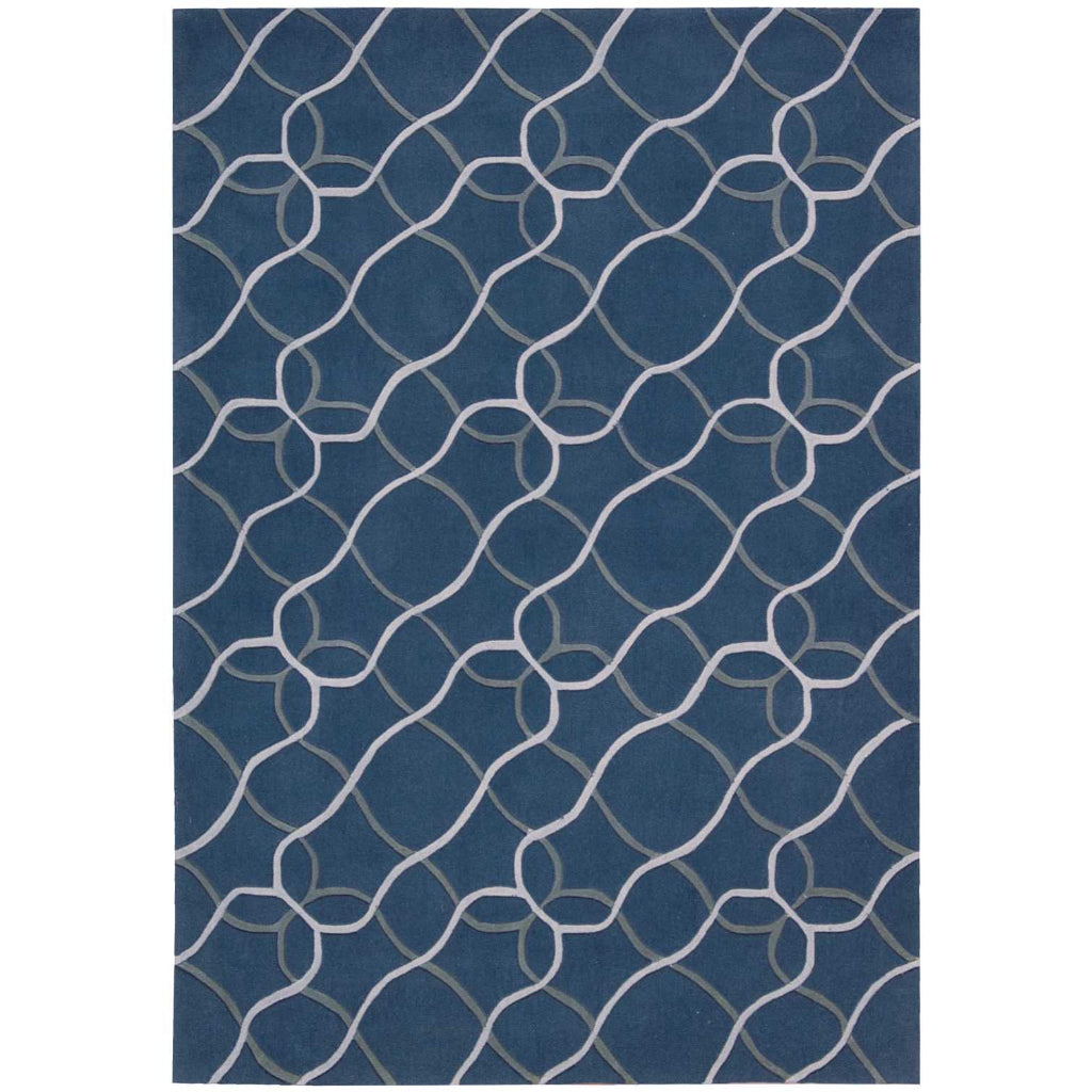 Nourison Home Contour CON41 Blue Indoor Rectangle Area Rug - Tufted Medium Pile Geometric Living Room Rug-