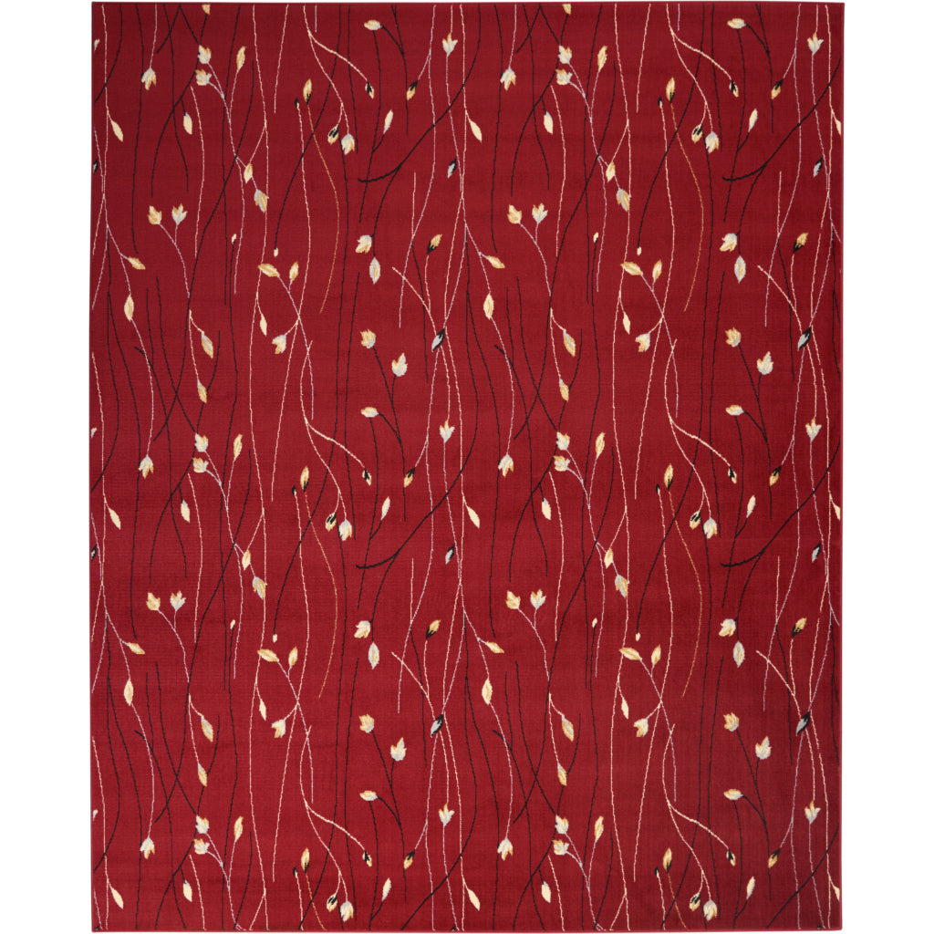 Nourison Home Grafix GRF15 Red Indoor Rectangle Area Rug - Power Loomed Medium Pile Rug with Floral Design