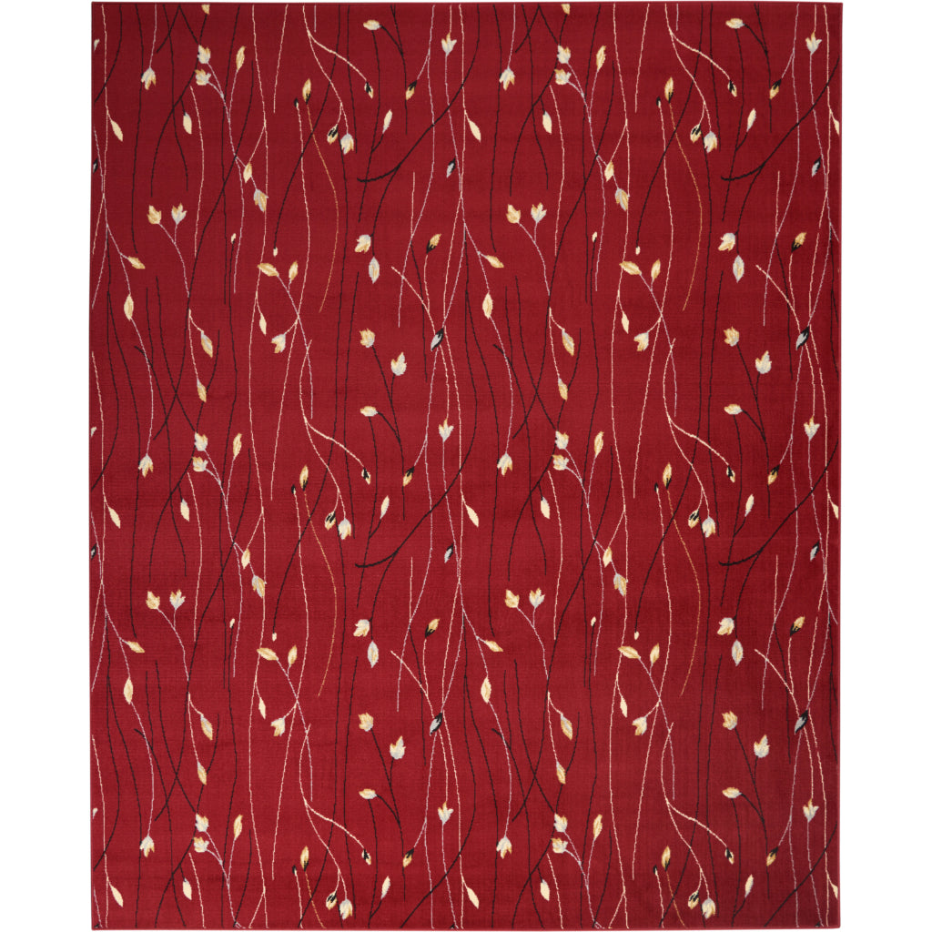 Nourison Home Grafix GRF15 Red Indoor Rectangle Area Rug - Power Loomed Medium Pile Rug with Floral Design-