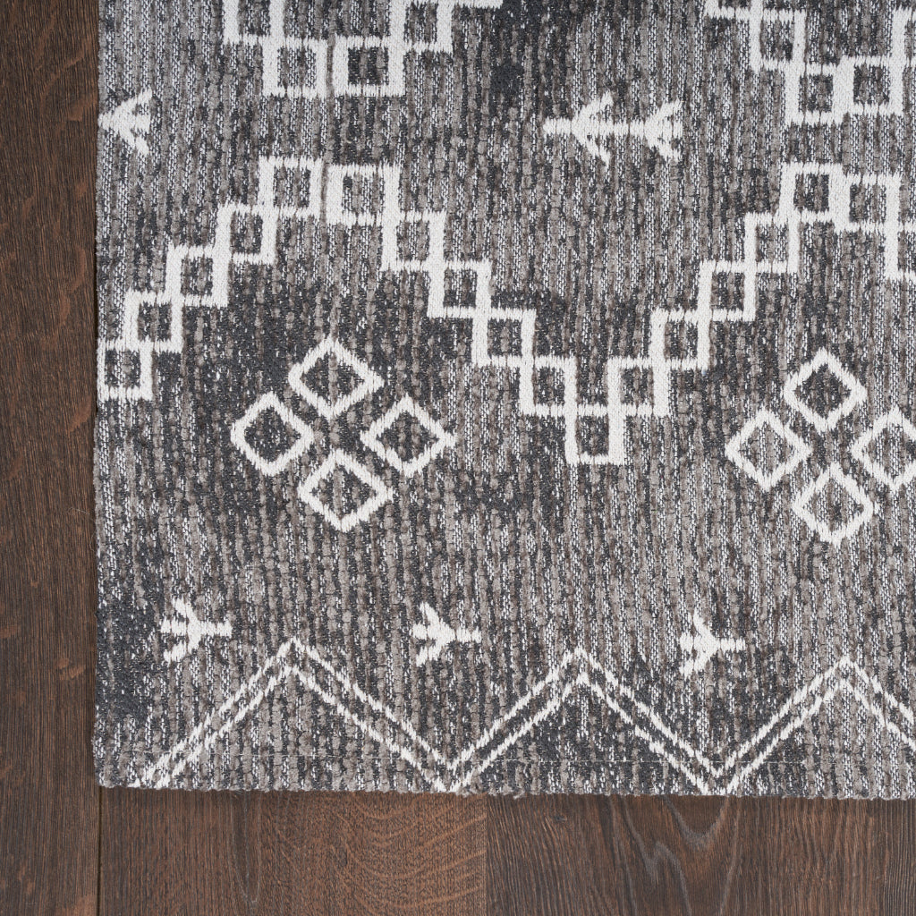 Nourison Home Brixton BRX01 Gray Indoor Accent Runner - Loom Woven Low Pile Tribal Runner