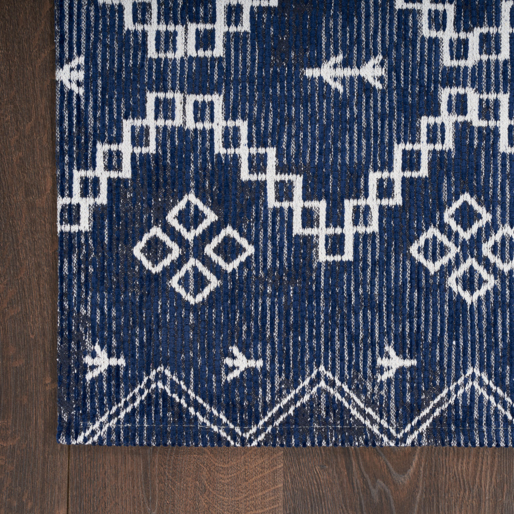 Nourison Home Brixton BRX01 Blue Indoor Rectangle Accent Rug - Loom Woven Low Pile Tribal Rug